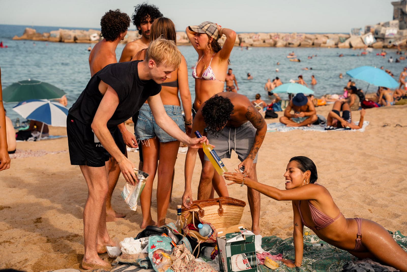 Barcelona Beach Games with Acai and Drinks
