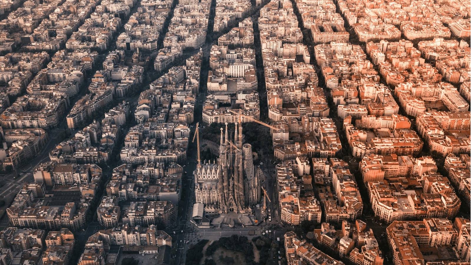 An aerial view of Barcelona and the Sagrada Família